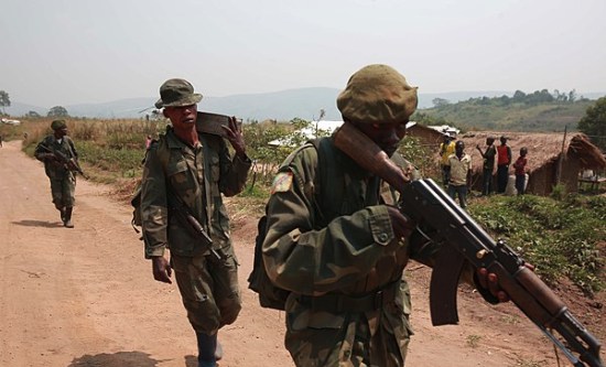 Soldiers on patrol in DRC