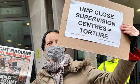 RCG protest against close supervision centres. Placard reads 'close supervision centres = torture'. (photo: FRFI)