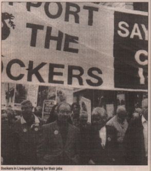 Liverpool dockers on strike