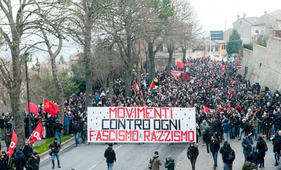 Anti-fascist and anti-racist protestors in Italy