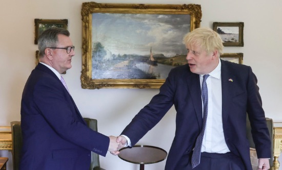Boris Johnson with DUP leader Jeffrey Donaldson