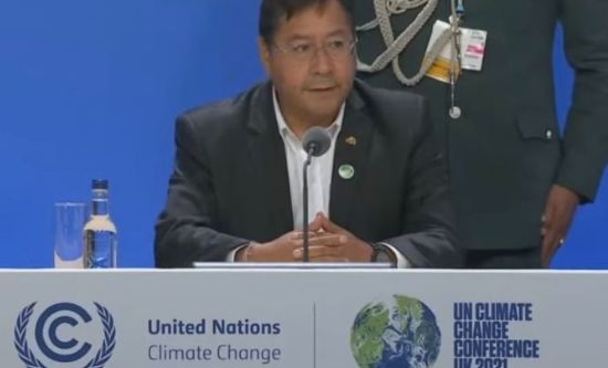 Bolivian president Luis Arce speaks at COP26
