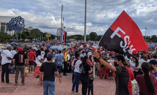 Sandinista supporters in Managua Plaza