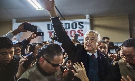 Andrés Manuel López Obrador celebrates his election victory