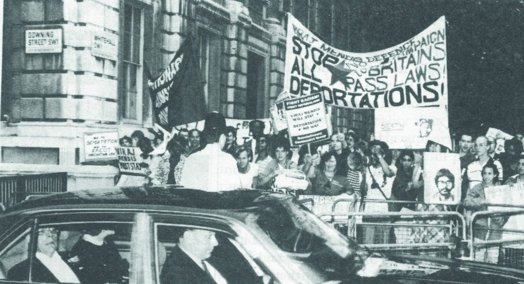 18 January 1989: the Viraj Mendis Defence campaign confronts Margaret Thatcher as she leaves Downing Street hours after police kidnapped Viraj