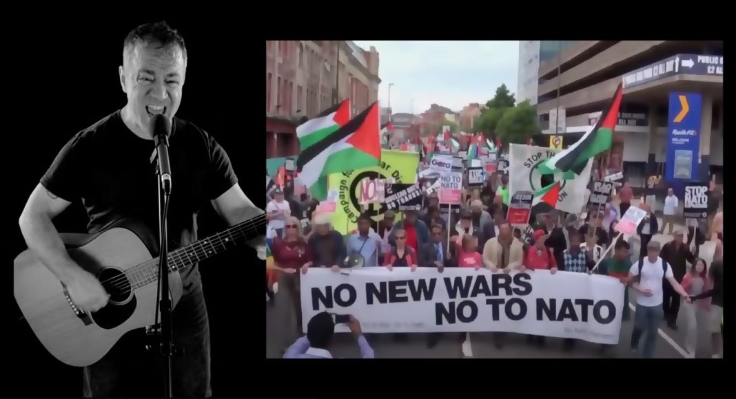 Mistahi Corkill in his March 2022 track 'No To NATO' (credit: Mistahi Corkill/Peace & Planet News)